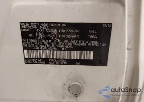 2014 Toyota Rav4 Xle из США, поврежденный, VIN JTMWFREV9EJ020735